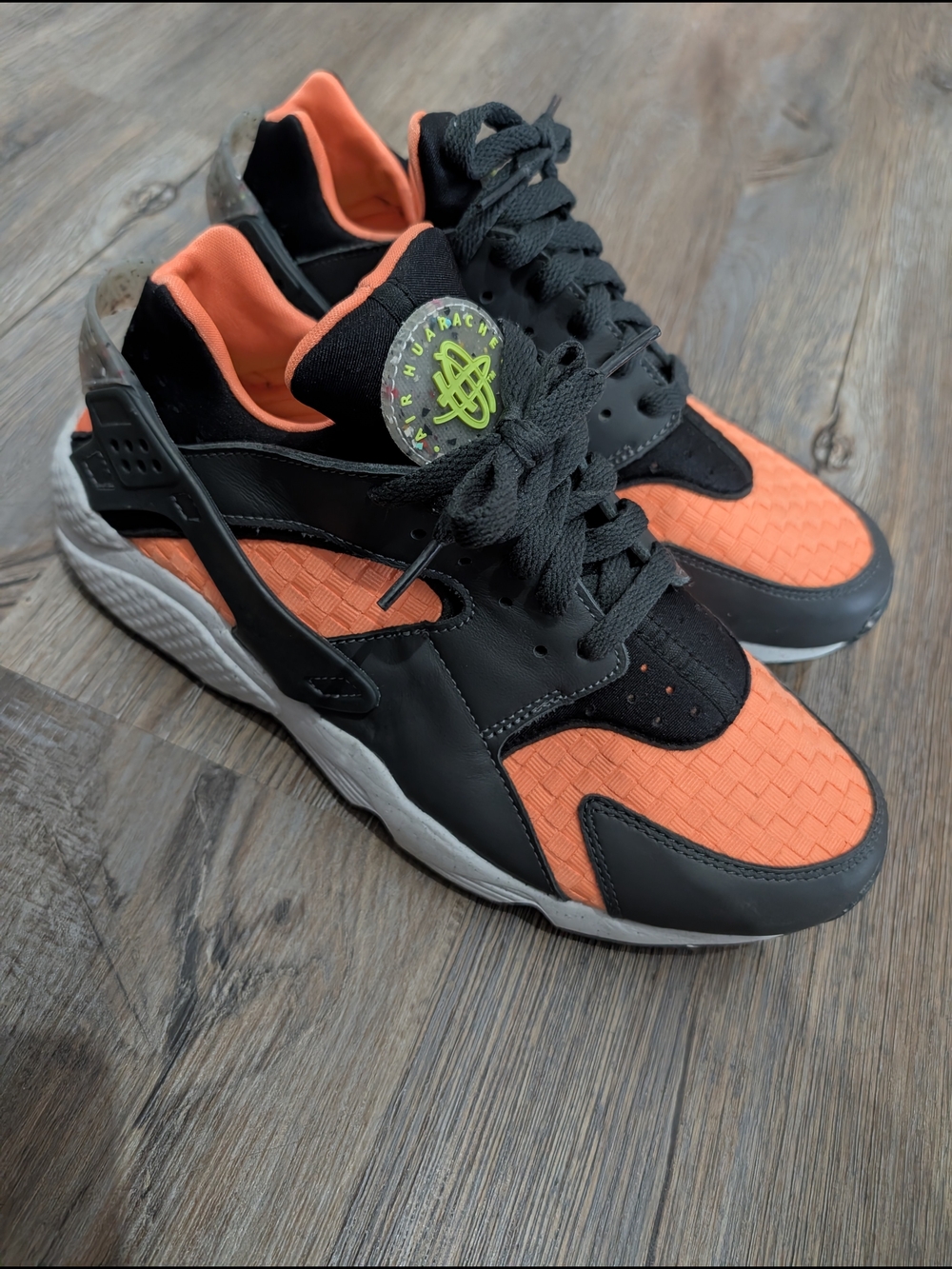 Nike Men's Black and Orange Running Sneakers with Neon Accent